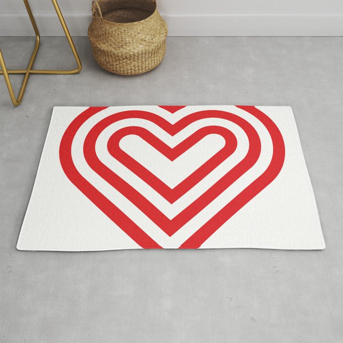3 layers of red heart-shaped lines Rug