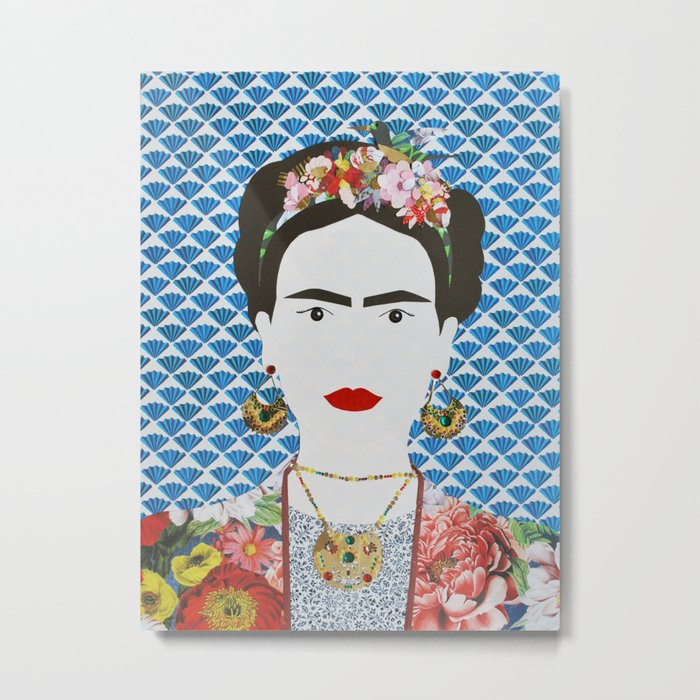 Frida Kahlo printed reproduction of an original papercraft illustration Metal Print