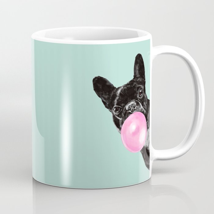 Bubble Gum Sneaky French Bulldog in Green Coffee Mug