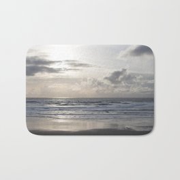 Silver Scene Bath Mat | Beach, White, Nature, Black, Silver, Grey, Photo, Seascape, Cloudysky, Pacificcoast 