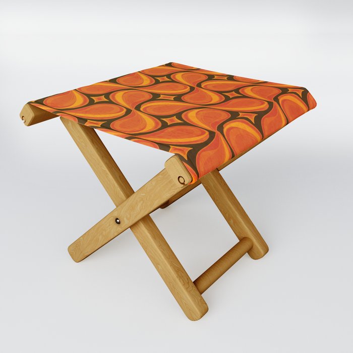 Mod retro Burnt Orange pattern Folding Stool