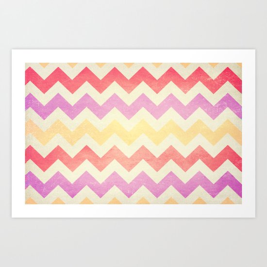 Crazy for Chevron - Vintage Pink Art Print