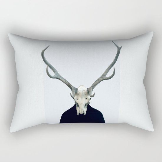 Living Skull and Horns Rectangular Pillow