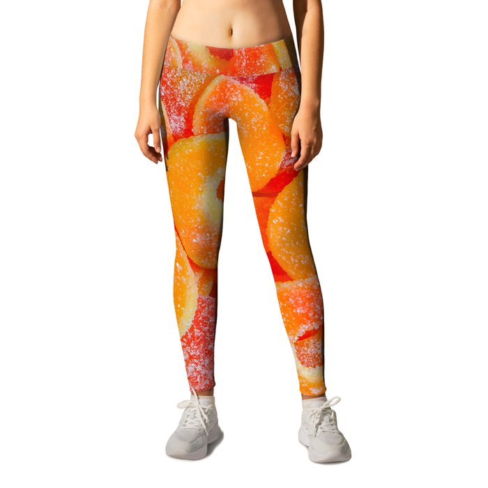 Sour Peach Slices and Rings Candy Photograph Leggings