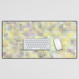 geometric square pixel pattern abstract background in yellow and pink Desk Mat