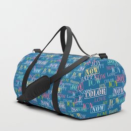 Enjoy The Colors - Colorful typography modern abstract pattern on navy blue color Duffle Bag