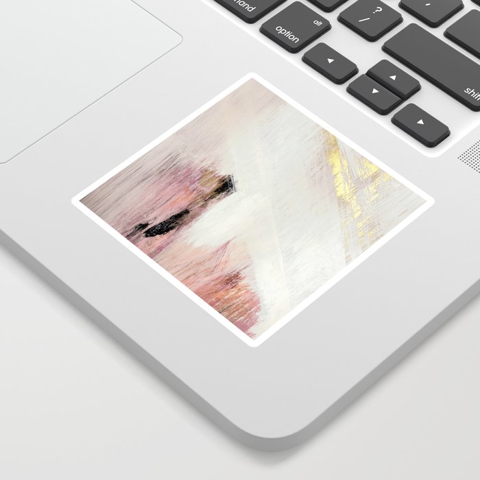 Sunrise [2]: a bright, colorful abstract piece in pink, gold, black,and white Sticker