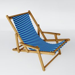 [ Thumbnail: Dark Blue and Turquoise Colored Lined/Striped Pattern Sling Chair ]