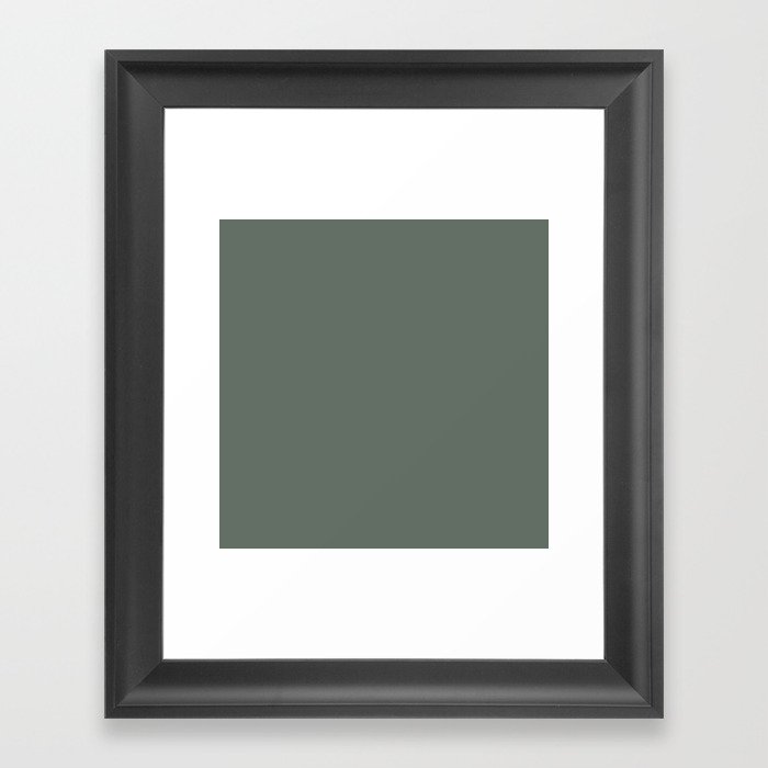 GREEN SMOKE SOLID COLOR. Plain Dusty Green  Framed Art Print