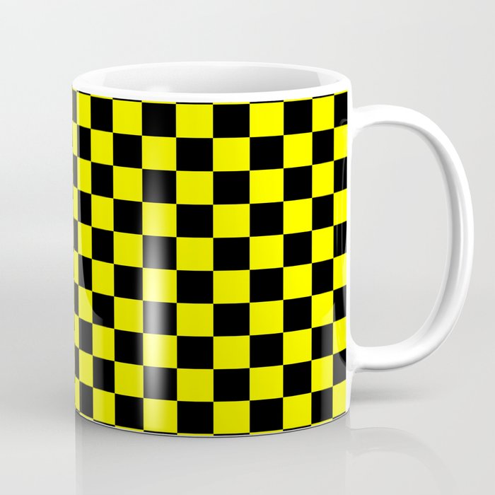 Yellow Black Checker Boxes Design Coffee Mug