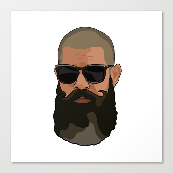 Hipster man with beard and sunglasses Canvas Print