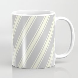 [ Thumbnail: Grey and Beige Colored Lines/Stripes Pattern Coffee Mug ]