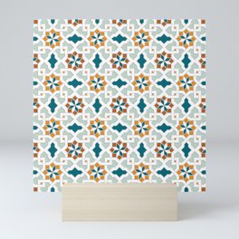 Geometric Pattern, oriental style (nature color set)  traditional morocco tile pattern Mini Art Print