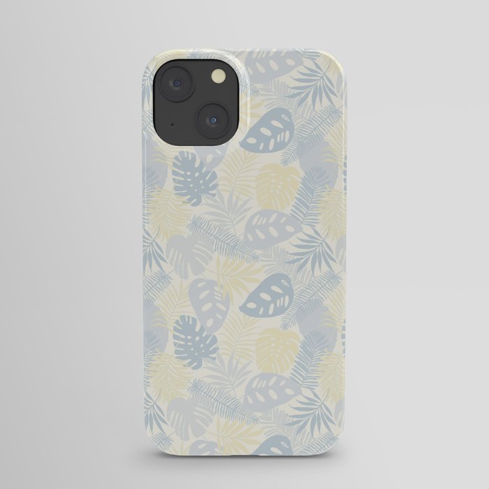 Tropical Leaves Pattern Yellow And Grey iPhone Case