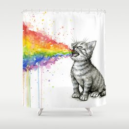 Kitten Puking Rainbow Shower Curtain