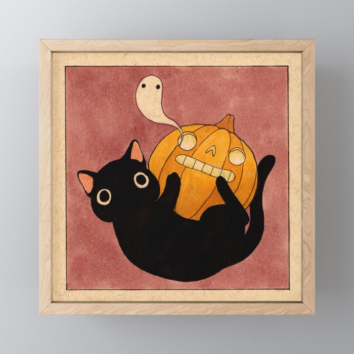 Halloween Cat 03 Framed Mini Art Print