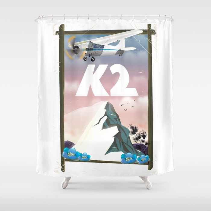 K2 Mountain travel poster. Shower Curtain