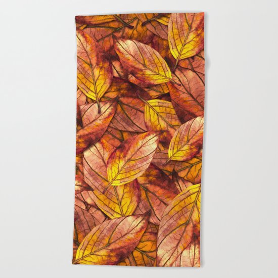 Autumn Leaves 03 Beach Towel