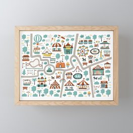 Amusement Park Map Pattern Framed Mini Art Print