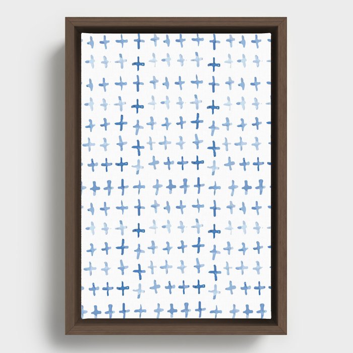 Indigo Shibori Crosses Framed Canvas