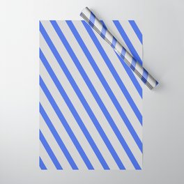 [ Thumbnail: Light Gray & Royal Blue Colored Stripes/Lines Pattern Wrapping Paper ]