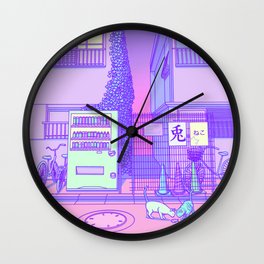 Pastel Tokyo Cats Wall Clock | Vendingmachine, Digital, Curated, Drawing, Kyoto, Surudenise, Osaka, Vaporwave, Cat, Cute 