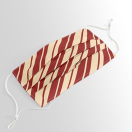 [ Thumbnail: Beige and Dark Red Colored Stripes/Lines Pattern Face Mask ]