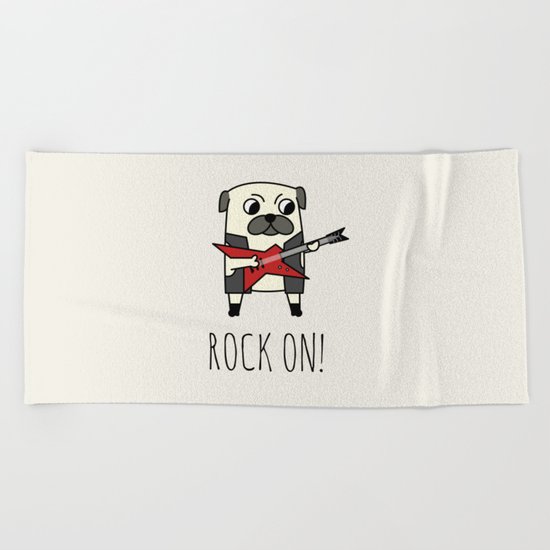 Rockstar Pug Beach Towel
