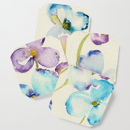 Pansies in Purple and Blue - Watercolor Floral Coaster