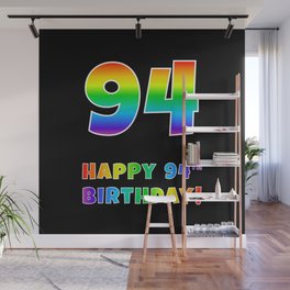 [ Thumbnail: HAPPY 94TH BIRTHDAY - Multicolored Rainbow Spectrum Gradient Wall Mural ]