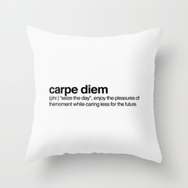 Carpe Diem Dictionary Definition Typography Throw Pillow