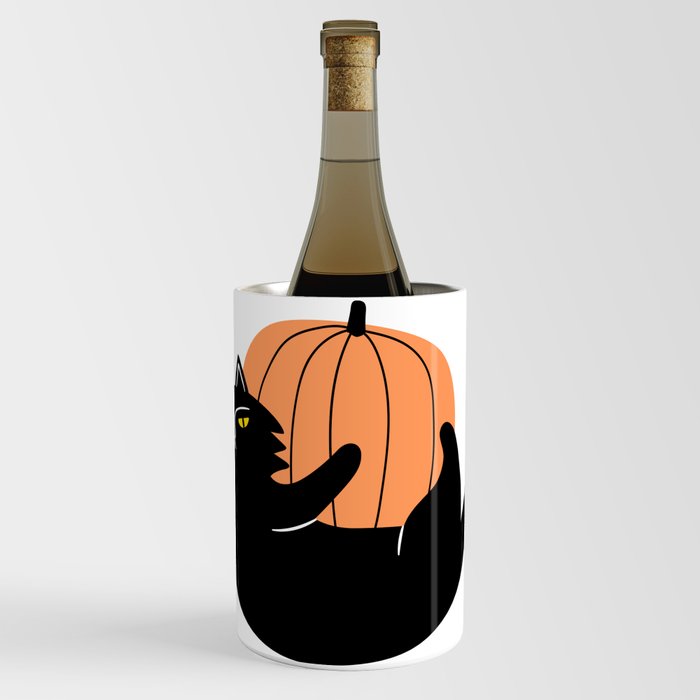 Halloween black cat cartoon animal illustration Wine Chiller