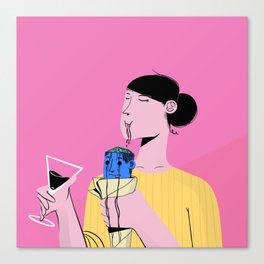 Wine and Brain-Sandwich Canvas Print