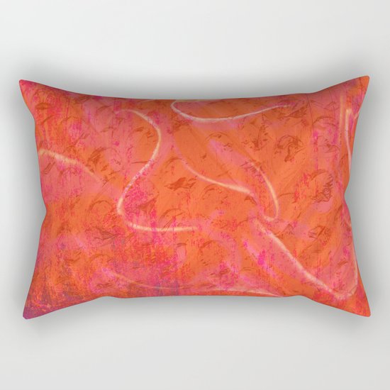 Flaming Rose, Floral Abstract Art Rectangular Pillow