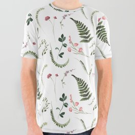 Pretty Wildflowers Botanical Pattern All Over Graphic Tee
