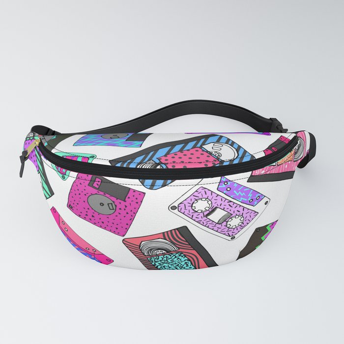 Retro 80's 90's Neon Patterned Cassette Tapes Fanny Pack