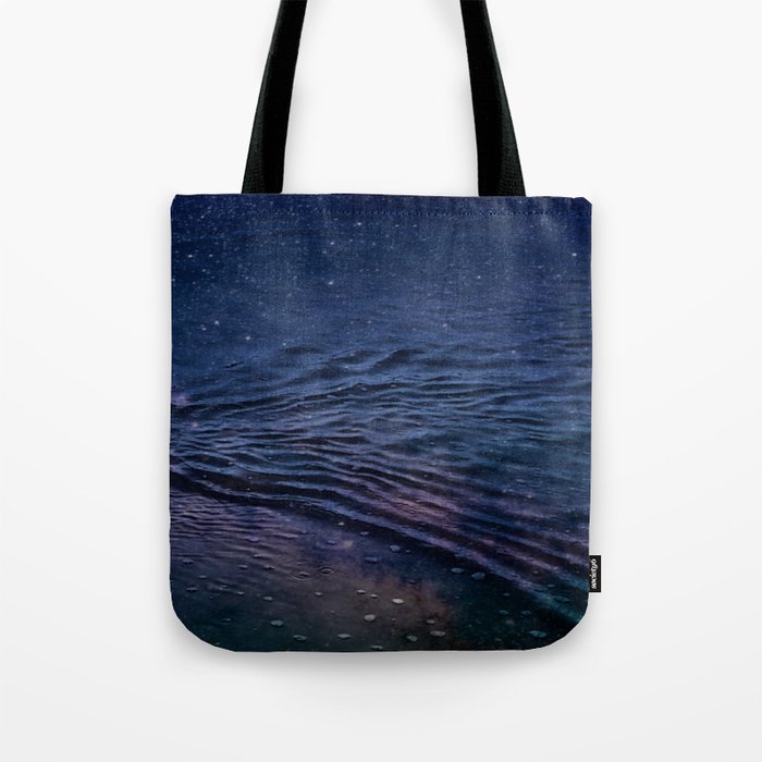 Galactic blue cosmic beach water surface pattern Tote Bag