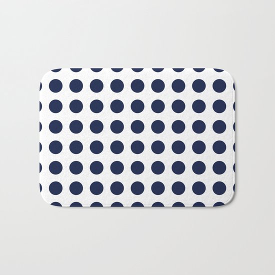 Simply Polka Dots in Nautical Navy Blue Bath Mat