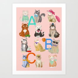 Posh Cat - Animal Pattern for Kids peachy backdrop Art Print