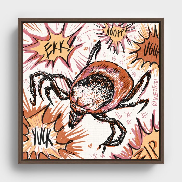 Tick Framed Canvas | Drawing, Tick, Bug, Insect, Creature, Pow, Graphic, Yuck, Exclamation, Inktober
