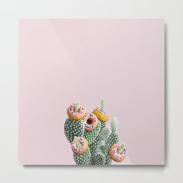Donut Cactus In Bloom Metal Print