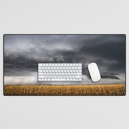 Corn Field - Storm Over Withered Crop in Southern Kansas Desk Mat