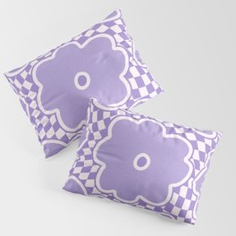 Periwinkle Vintage Flowers on Checker Pillow Sham