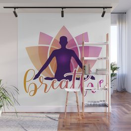 Meditation and breathing spiritual awakening silhouette  Wall Mural