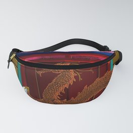 Chinese Garden Dragon Topiary Cherry Blossoms  Fanny Pack