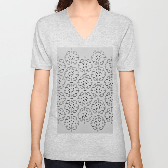 unique grey pattern design V Neck T Shirt