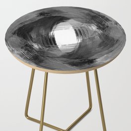 Black and Grey Modern Abstract Brushstroke Painting Vortex Side Table