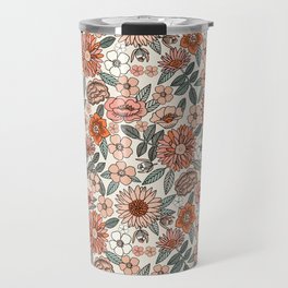 70s flowers - 70s, retro, spring, floral, florals, floral pattern, retro flowers, boho, hippie, earthy, muted Travel Mug
