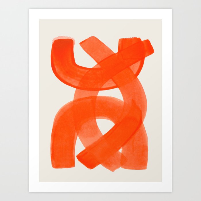 Mid Century Modern Abstract Painting Orange Watercolor Brush Strokes Kunstdrucke | Gemälde, Mid-century, Modern-abstract, Gemälde, Orange, Aquarell, Brush-strokes, Aquarell, Ink, Muster