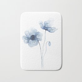 Blue Watercolor Poppies Badematte | Trendy, Botanical, Pretty, Girl, Flower, Poppy, Girly, Poppies, Painted, Watercolor 